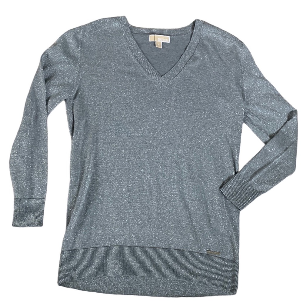 Michael Kors sweater V-neck size M long sleeve silver